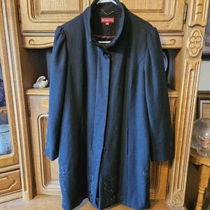 Wool/Polyester Black jacket with embroidery, Size XXL